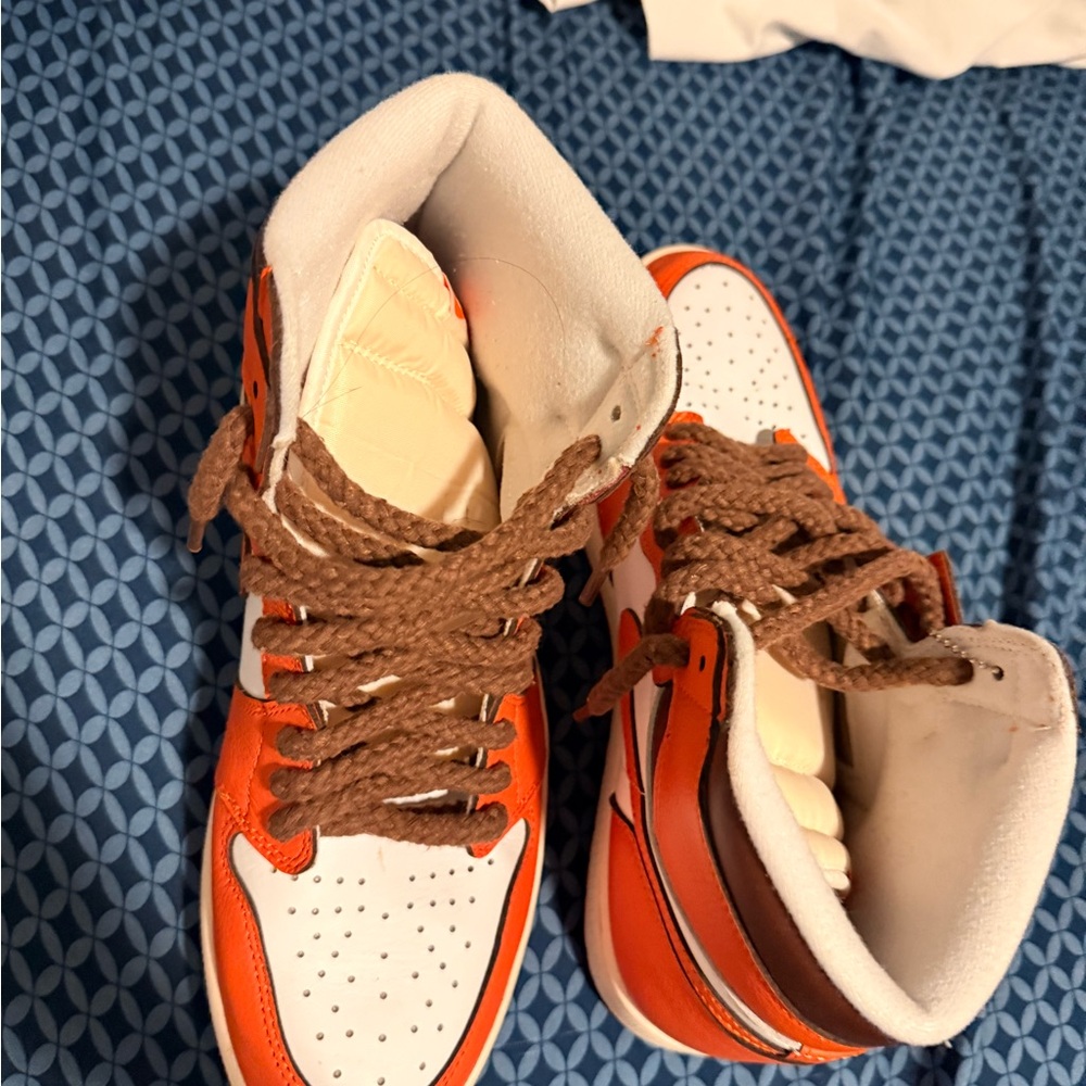 Jordan Orange and White Sneakers